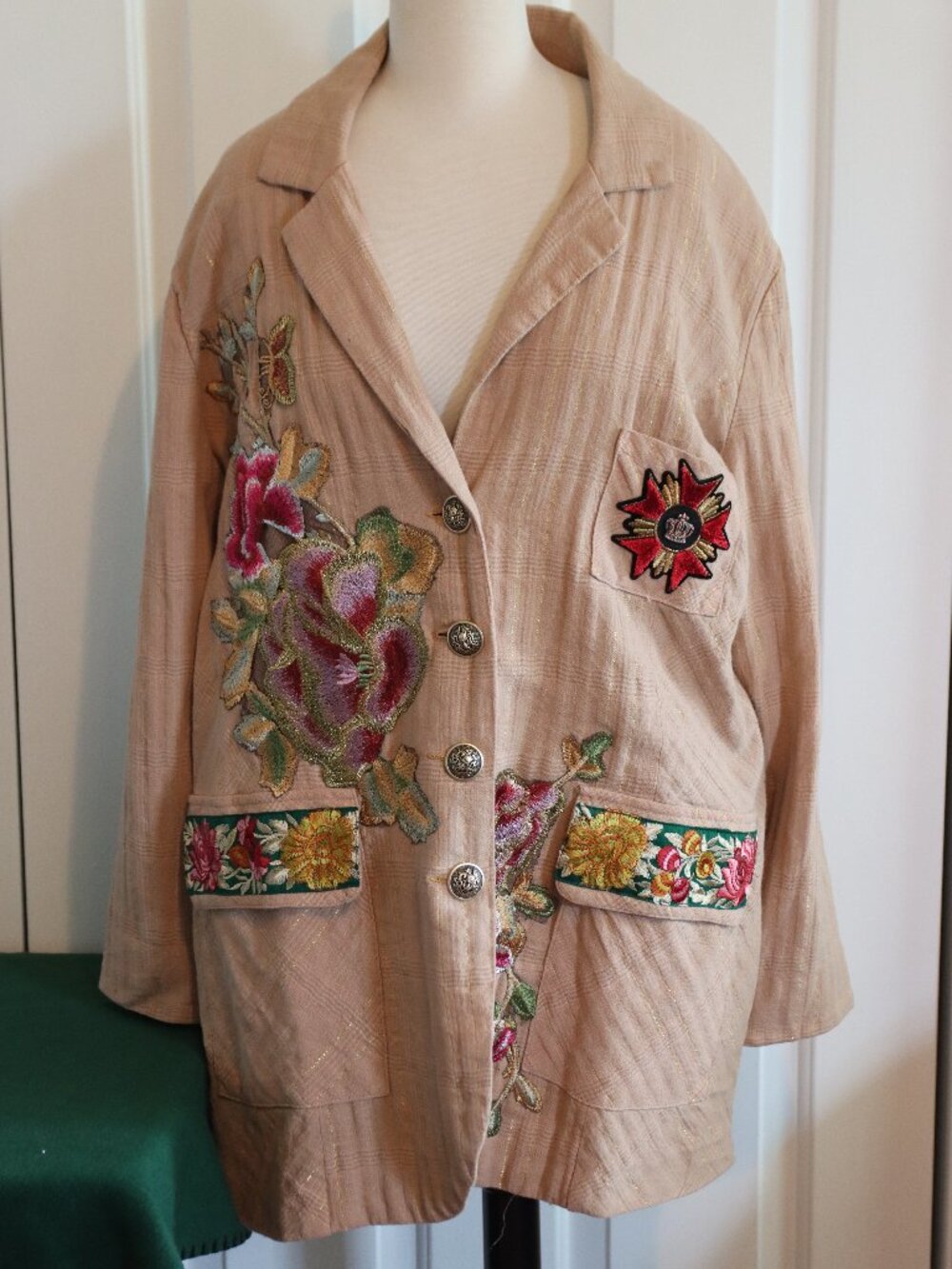 Aratta Silent Journey  Sudden Sensation Button Front Blazer Size Large